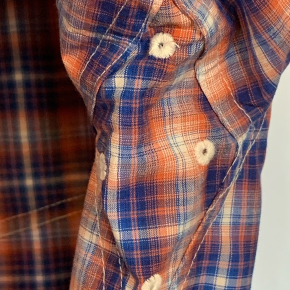 Ariat Pro Series Orange And Navy Western Style Button Up Shirt - Size XL EUC - Picture 5 of 9